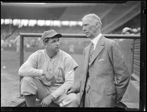 Jimmie Foxx of the A's with Connie Mack