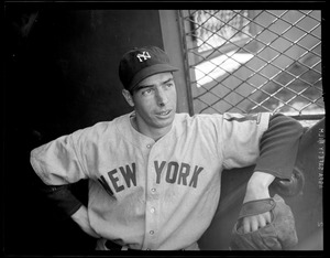 Joe DiMaggio in Fenway dugout