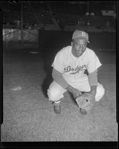 Jackie Robinson of the Brooklyn Dodgers at Braves Field