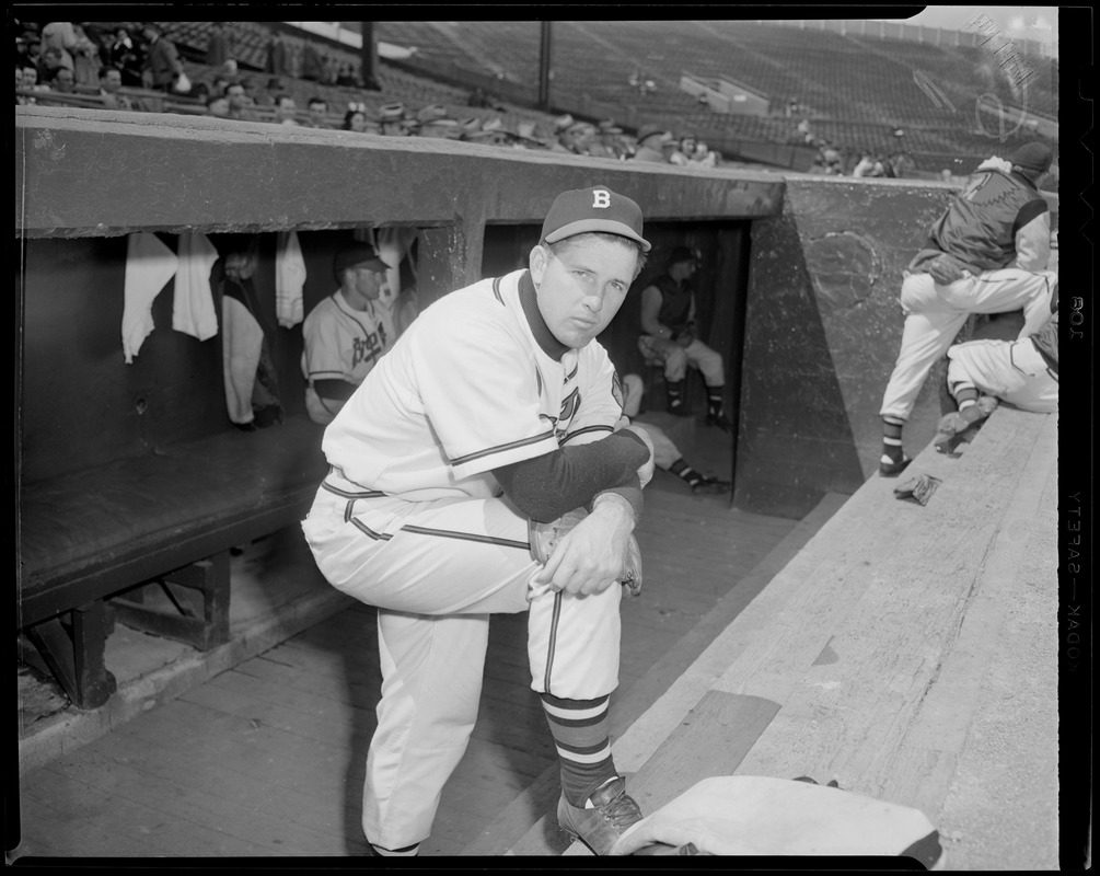 Braves in dugout at Braves Field