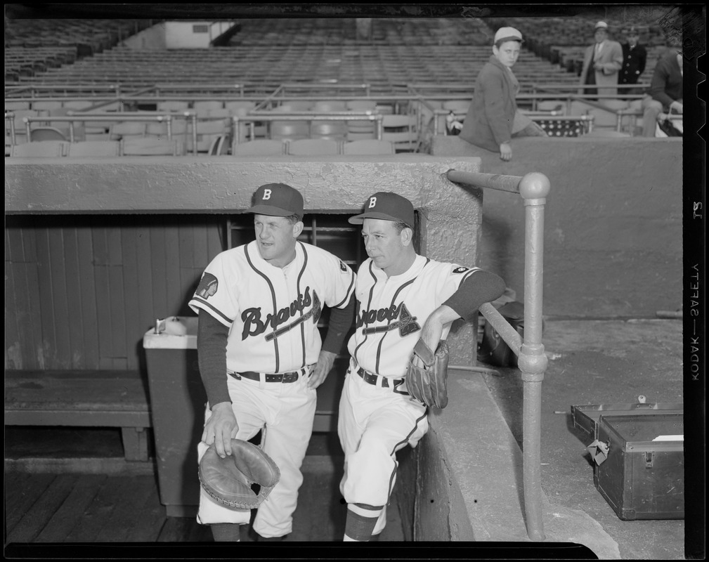 Boston Braves players in dugout, Braves Field