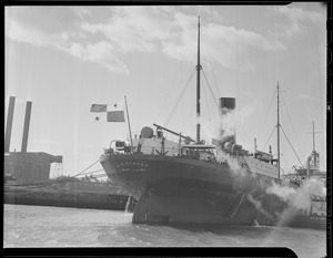 S.S. H.H. Rogers, Panama, with bunker barge alongside. Reserved channel, S. Boston
