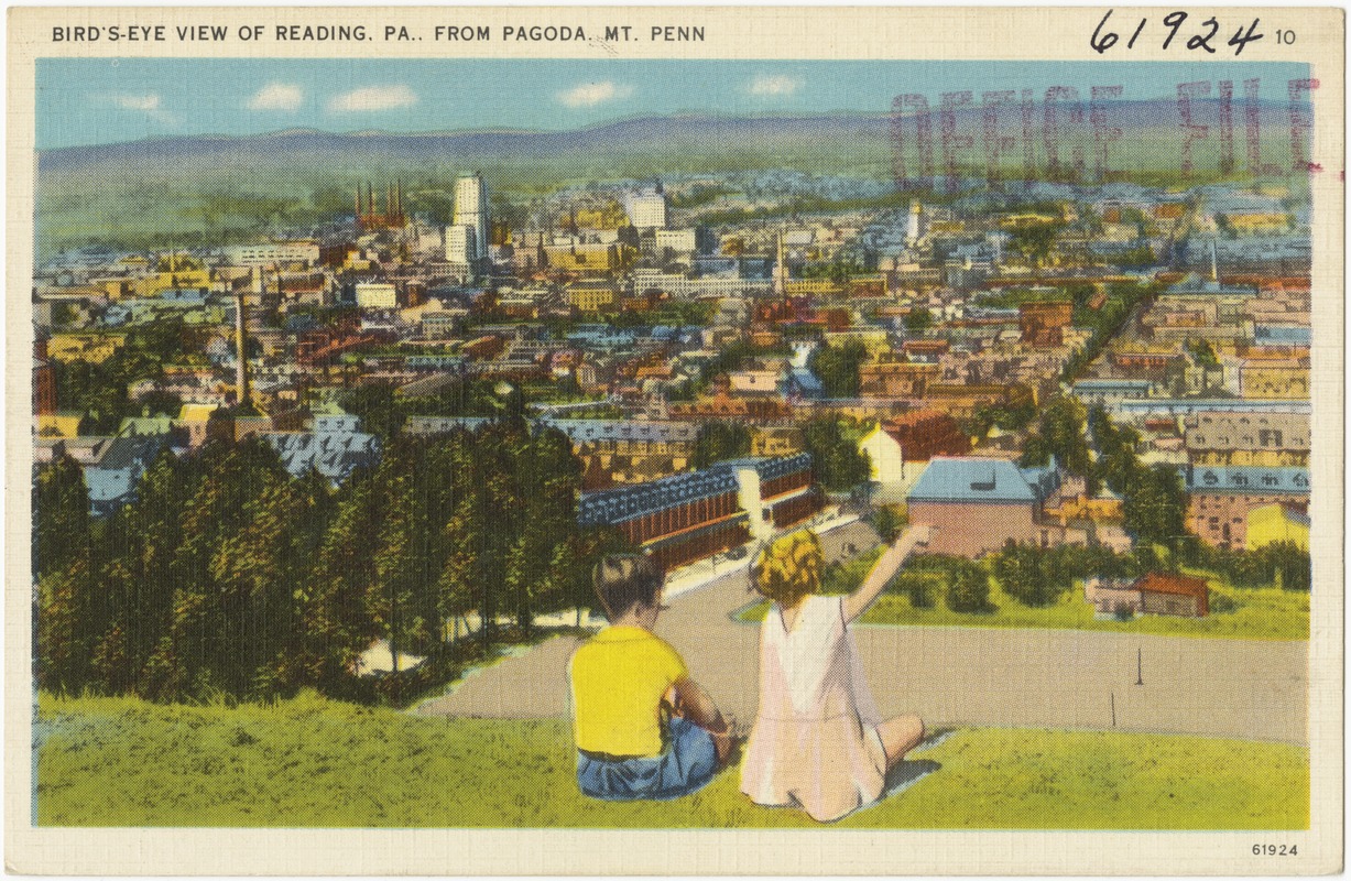 Bird's-eye view of Reading, PA.. From Pagoda. Mt. Penn.