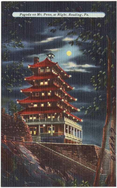 Pagoda on Mt. Penn., at night, Reading, Pa.