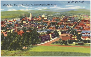 Bird's-eye view of Reading, Pa., from Pagoda, Mt. Penn.