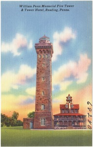 William Penn Memorial Fire Tower & Tower Hotel, Reading, Panna.