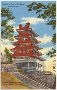 Pagoda at top of Mt. Penn., Reading, Pa., 600 feet above city and 1200 feet above sea level