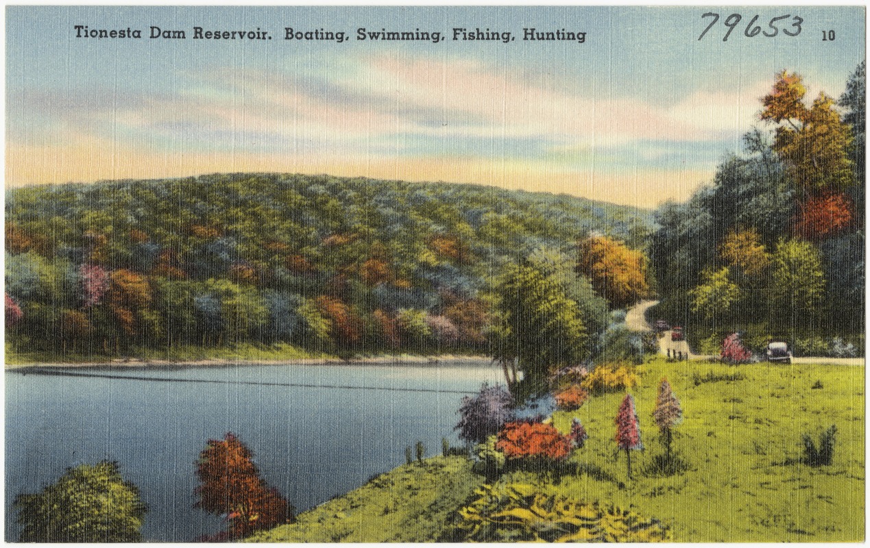 Tionesta Dam Reservoir, boating, swimming, fishing, hunting Digital Commonwealth