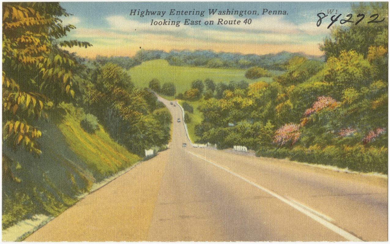 Highway entering Washington, Penna., looking east on Route 40