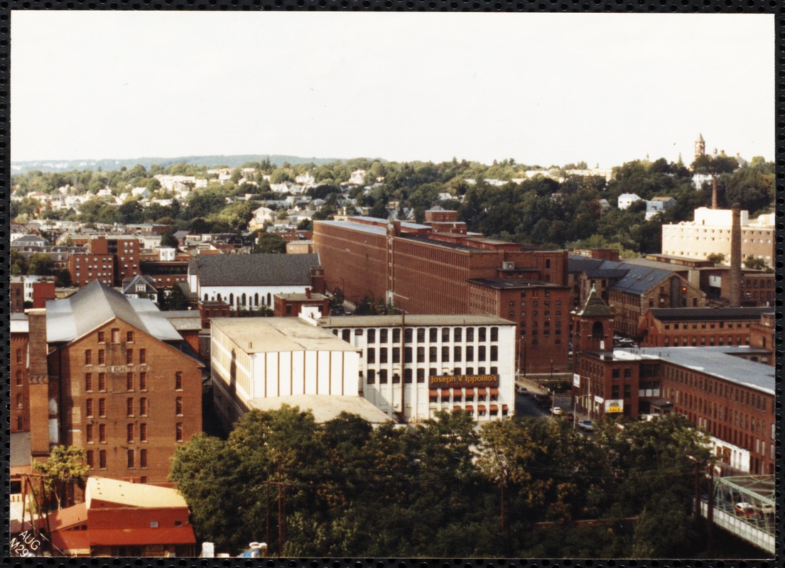 Aerial view of mills in Lawrence, Mass