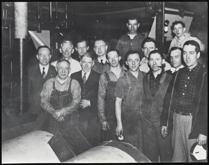Getting out the Lawrence Daily Eagle at Lowell Courier-Citizen plant at Lowell in 1936