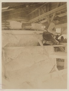 Interior of cutting shed at Quarry, construction of the McKim Building