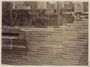East wall of Courtyard brick work, construction of the McKim Building