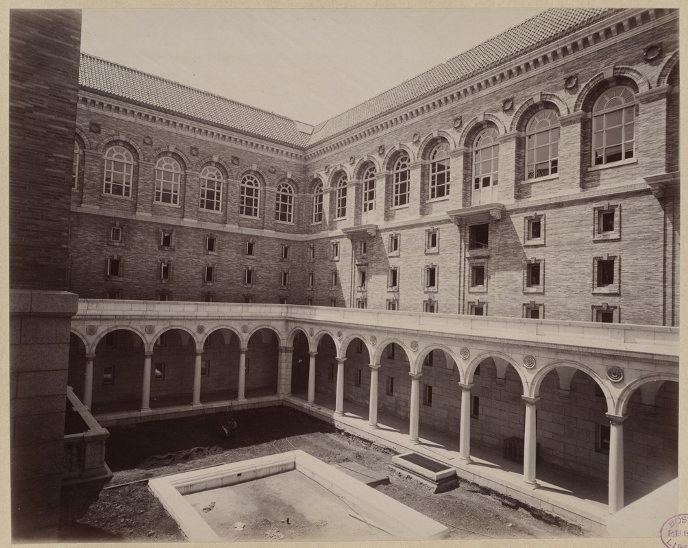 View of Southwest corner of Courtyard, construction of the McKim Building