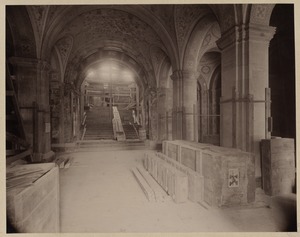 View of Entrance Hall, looking toward Grand Staircase and showing mosaics on vaulted ceiling, consturction of the McKim Building