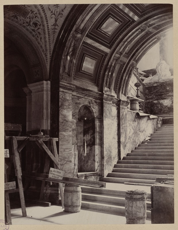 Marble arch over grand staircase, construction of the McKim Building