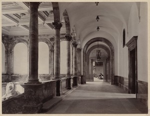 Arcade corridor with Saint-Gaudens lion, construction of the McKim Building