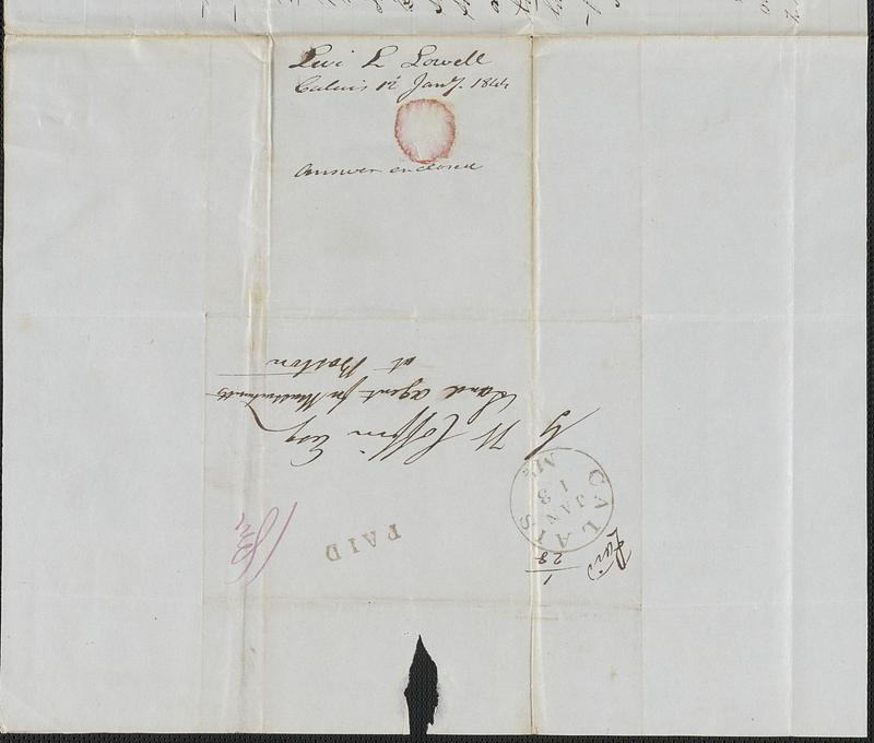 Levi L. Lowell to George Coffin, 12 January 1844 - Digital Commonwealth