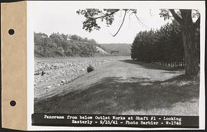 Panorama from below Outlet Works at Shaft #1, looking easterly, Wachusett Reservoir, West Boylston, Mass., Sep. 15, 1941