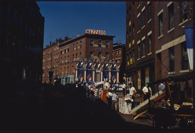 Crowded North End street set up for festival, Boston Digital Commonwealth