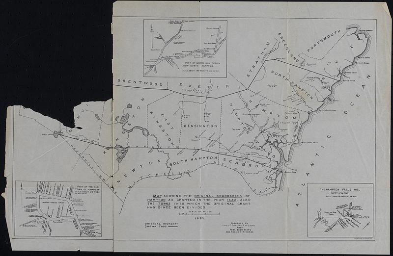 Map Showing the Original Boundries of Hampton as granted in the year 1638 also the towns into which the original grant has since been divided