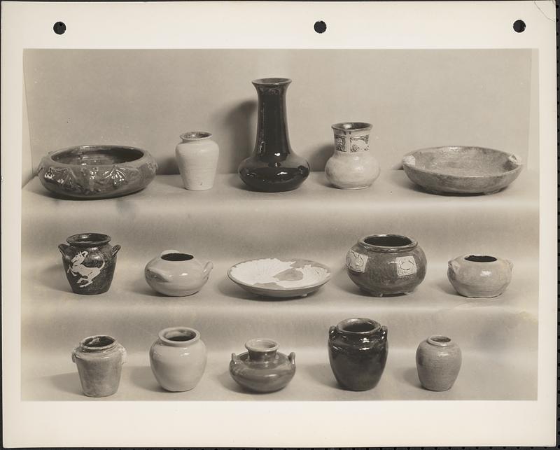 Display of glazed pottery