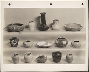 Display of glazed pottery