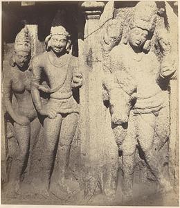 Carved figures from the 2d stone ratha [i.e. Arjuna Ratha] at Mahavellipooram