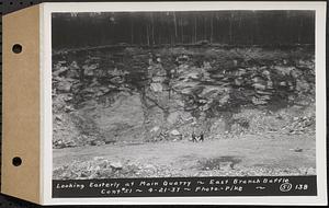 Contract No. 51, East Branch Baffle, Site of Quabbin Reservoir, Greenwich, Hardwick, looking easterly at main quarry, east branch baffle, Hardwick, Mass., Apr. 21, 1937