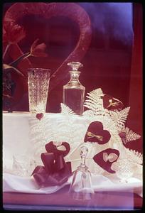 Window display of crystal or glass items