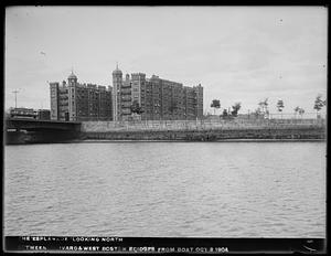 The "Esplanade" looking north between Harvard and west Boston bridges, from boat