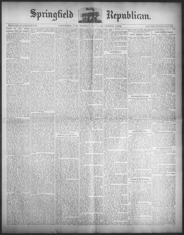 Springfield Paper Copy Springfield Weekly Republican - Digital Commonwealth