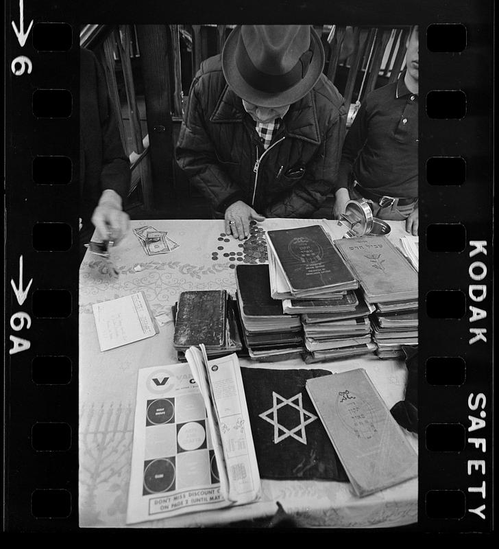Jewish men conduct synagogue service, Mattapan