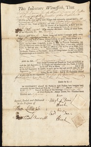 Edward Dane [Deane] indentured to apprentice with William Benjamin Burt of Boston, 18 March 1759