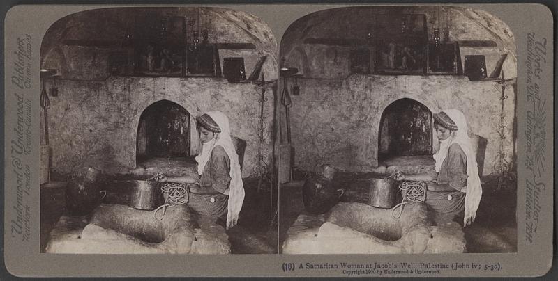 A Samaritan woman at Jacob's well, Palestine
