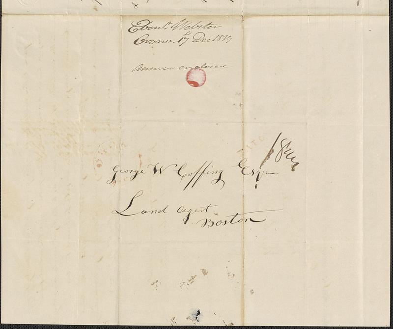 Ebenezer Webster to George Coffin, 17 December 1839 - Digital Commonwealth