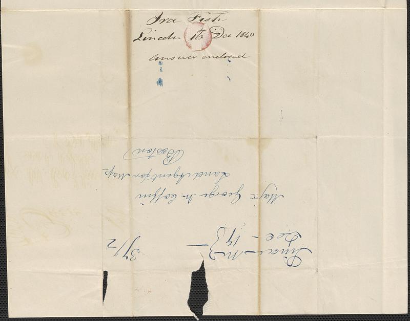 Ira Fish to George Coffin, 16 December 1840