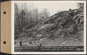 Contract No. 82, Constructing Quabbin Hill Road, Ware, looking ahead from Sta. 32+00, Ware, Mass., May 16, 1939