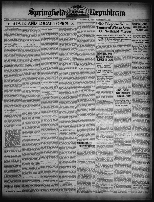 Springfield Weekly Republican. October 25, 1934 - Digital Commonwealth