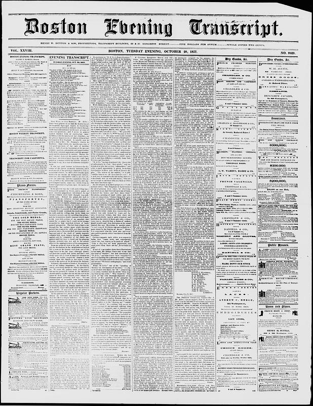 Boston Evening Transcript. October 20, 1857 - Digital Commonwealth