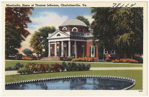 Virginia Unused Vintage Postcard Set of 2 The Home of Thomas Jefferson Charlottesville