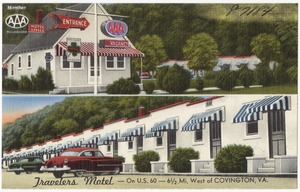 Travelers Motel -- On U.S. 60 -- 6 1/2 mi. west of Covington, VA.