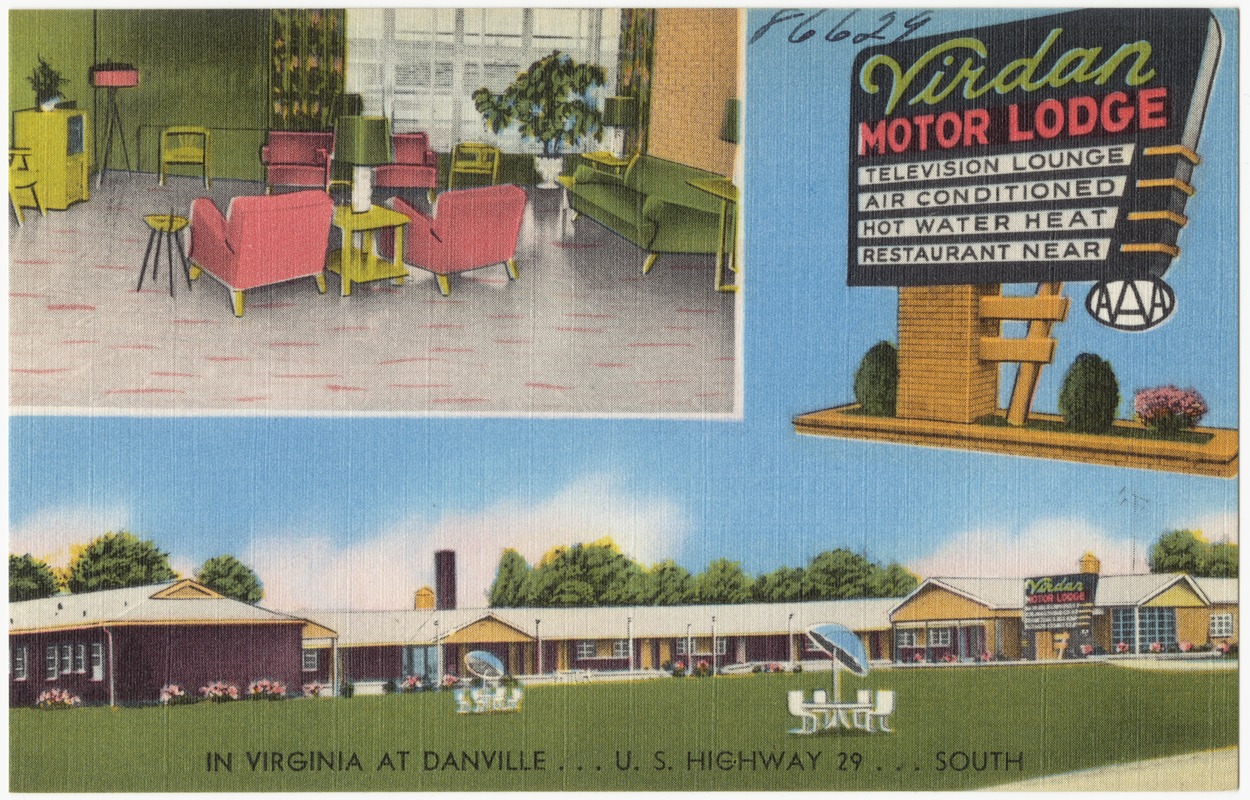Virdan Motor Lodge, in Virginia at Danville... U.S. Highway 29... South