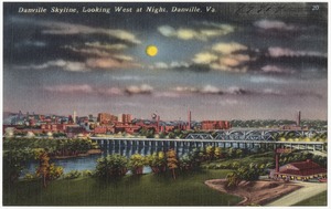 Danville skyline, looking west at night, Danville, Va.