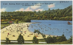 Bathing Beach and lake -- At Fairy Stone State Park in Southeastern Virginia