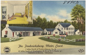 The Fredericksburg Motor Court, 7 miles north of Fredericksburg, Va. & 43 miles south of Washington D. C. on U.S. Route # 1, Fredericksburg, Virginia