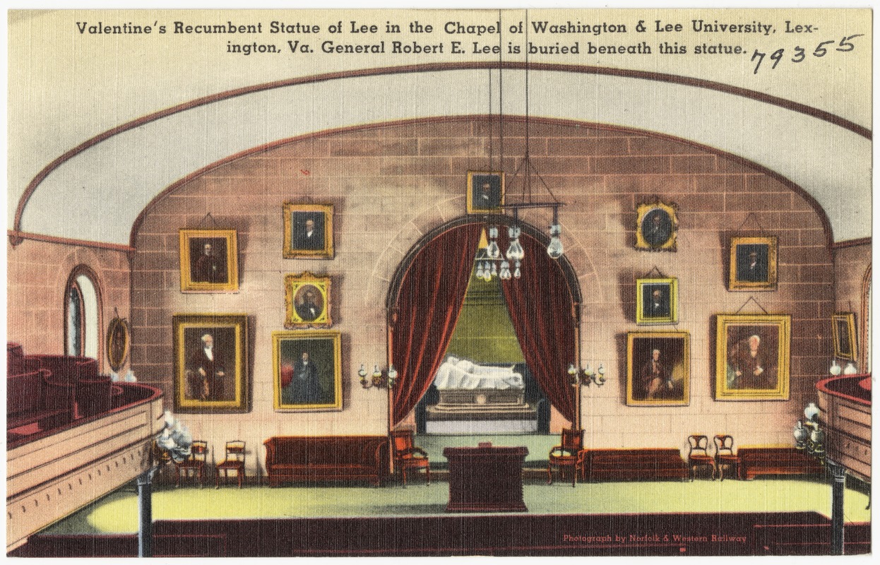 Valentine's Recumbent Statue of the Lee in the Chapel of Washington & Lee  University, Lexington, Va., General Robert E. Lee is buried beneath this  statue. - Digital Commonwealth