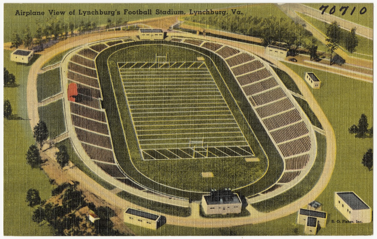 Airplane view of Lynchburg's Football Stadium, Lynchburg, Va. Digital