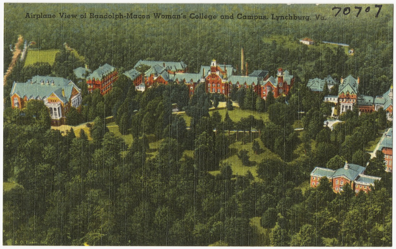 Airplane view of Randolph-Macon Woman's College and campus, Lynchburg, Va.