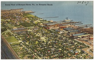 Aerial view of Newport News, Va., on Hampton Roads